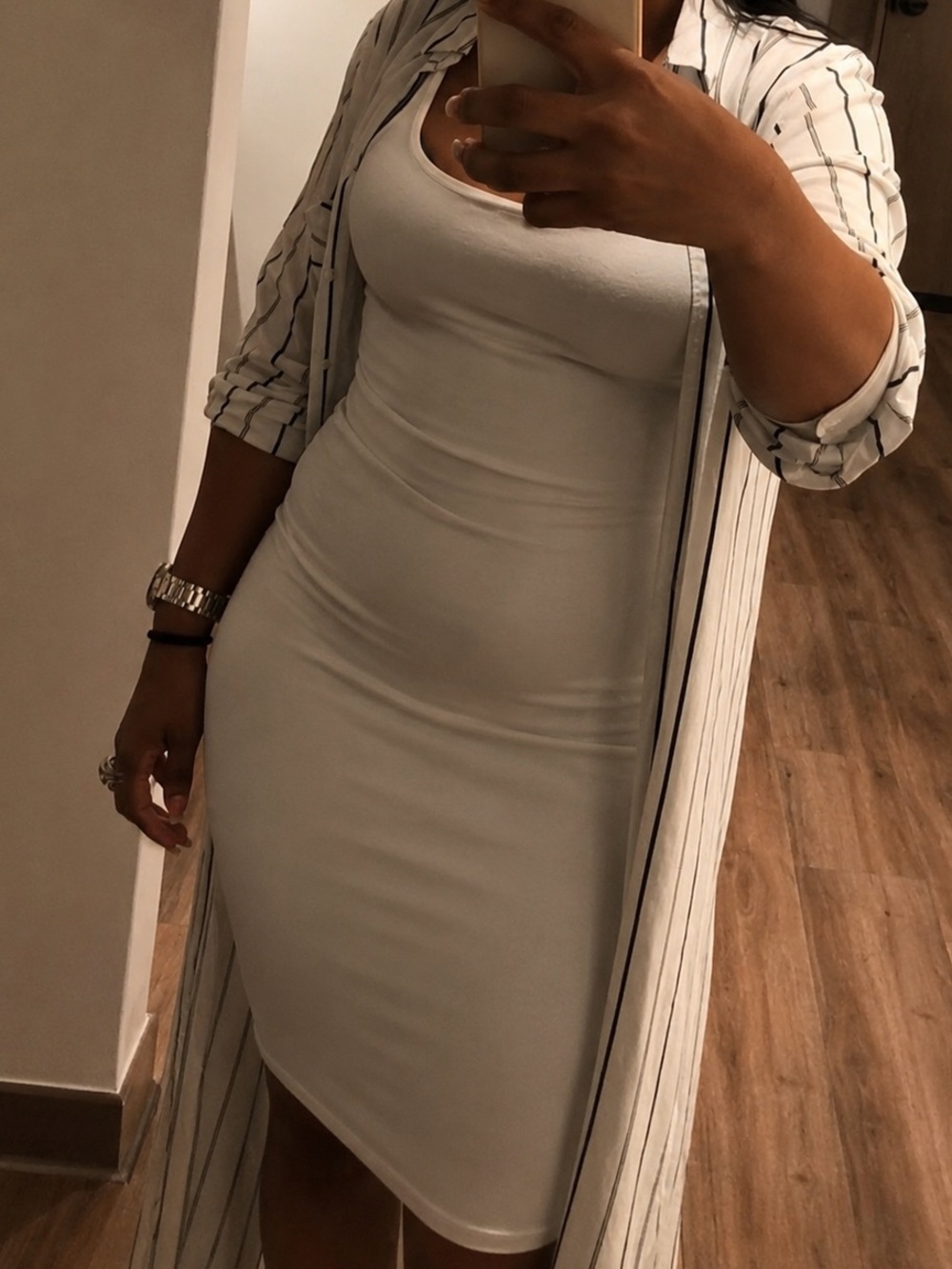 Fashion Nova White Bodycon Midi Tank Dress Size M